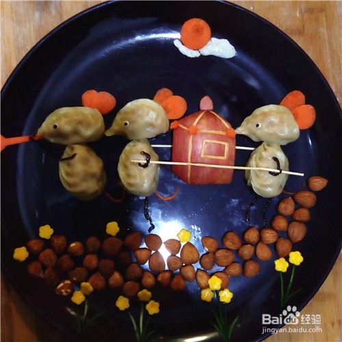 如何用柳叶蒸饺制作老鼠娶亲儿童创意餐