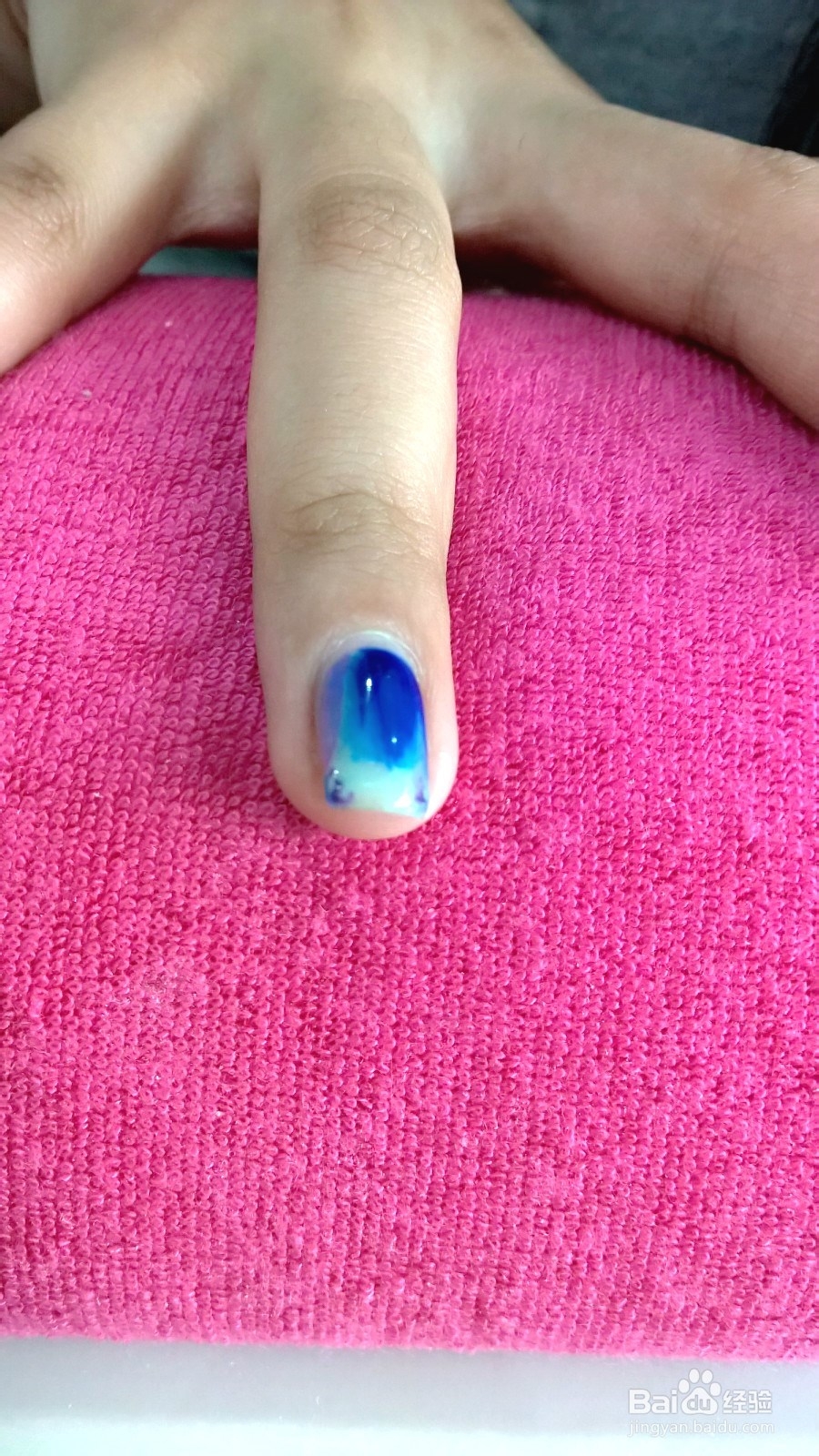 蓝色风情 美甲 十指细节图