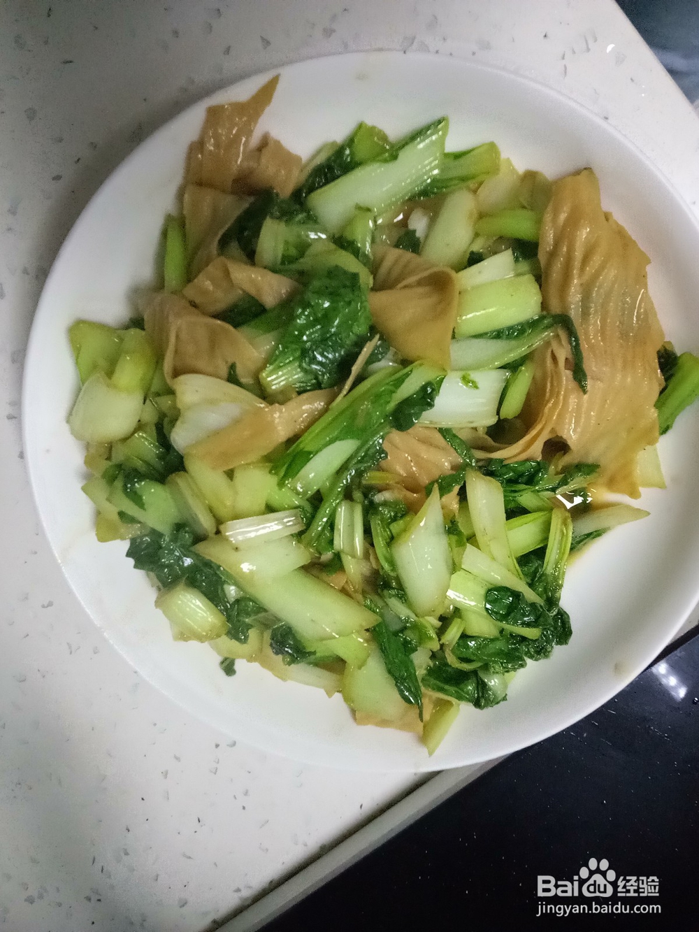 家常青菜炒蛋白肉