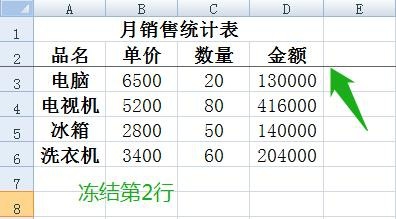 Excel 2007冻结窗格的几种方法
