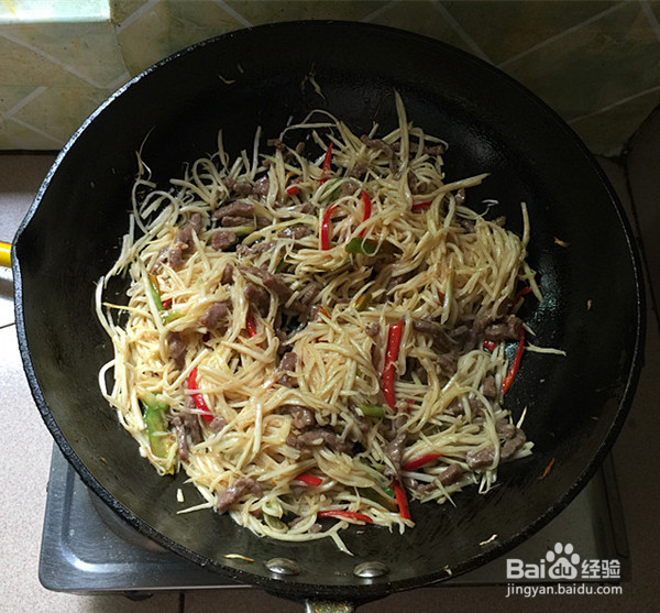 茭白炒牛肉丝的制作方法