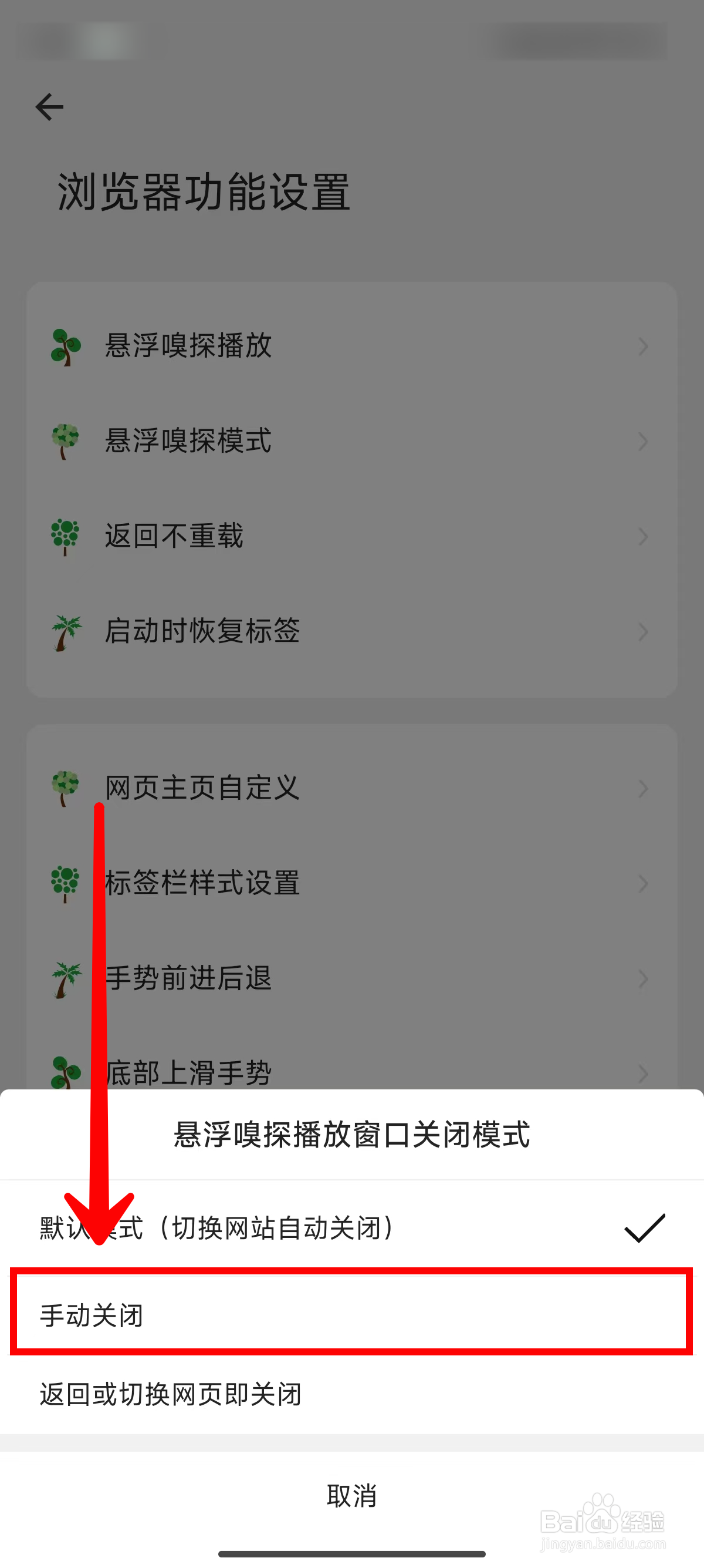海阔视界如何设置悬浮嗅探播放窗口手动关闭模式