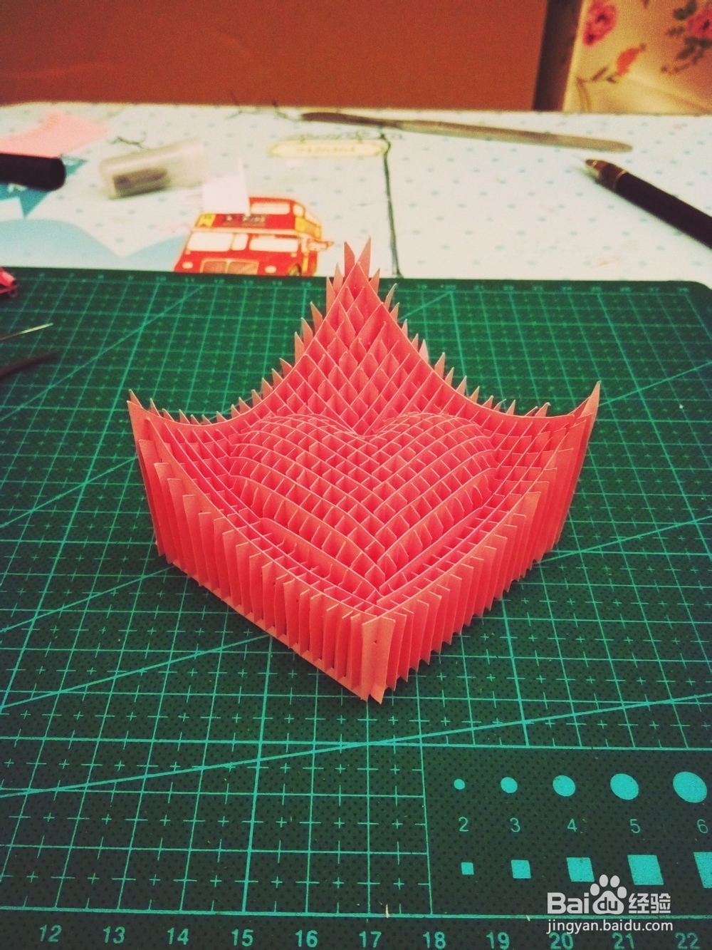 手工DIY纸雕 3D立体爱心