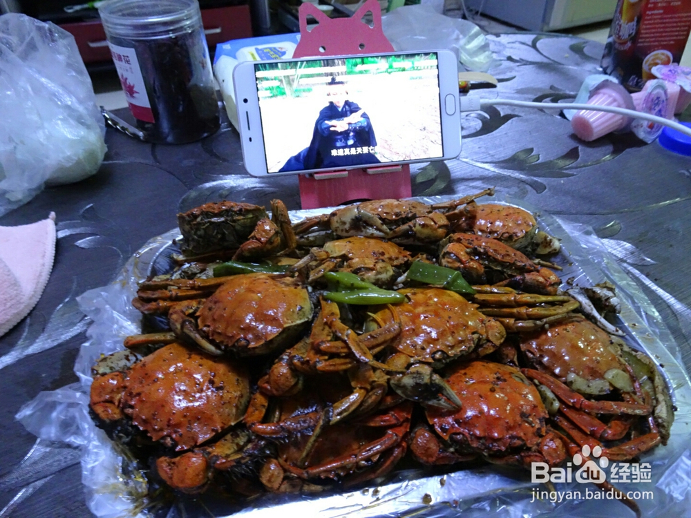 自己做辣炒螃蟹麻辣螃蟹海鲜美食