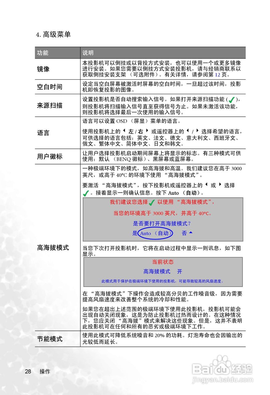 明基PB6245投影机使用说明书:[4]