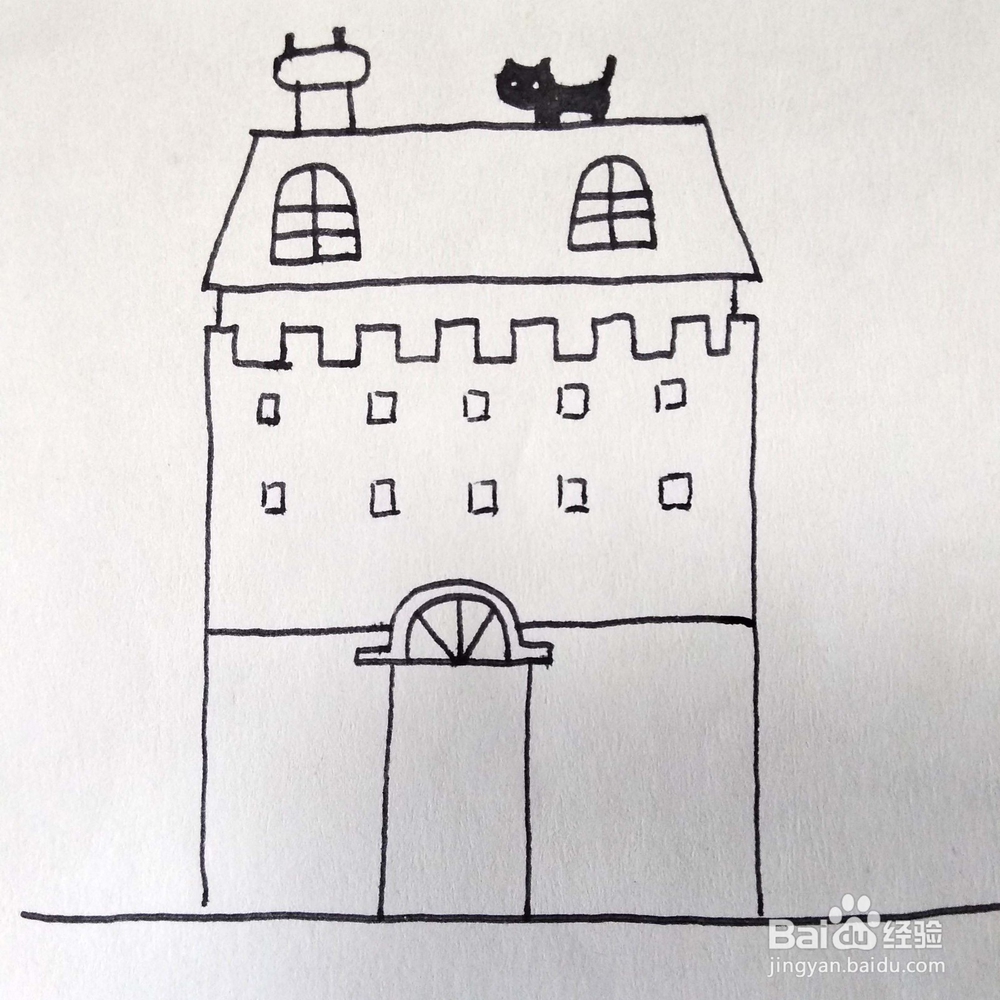 怎么用简单的几何图形绘制出一个建筑简笔画？