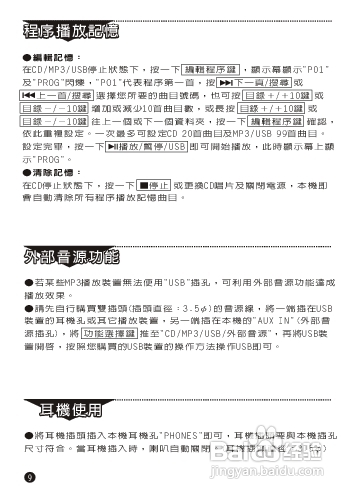 旺德电通PRC-CU02手提USB/MP3/CD音响说明书