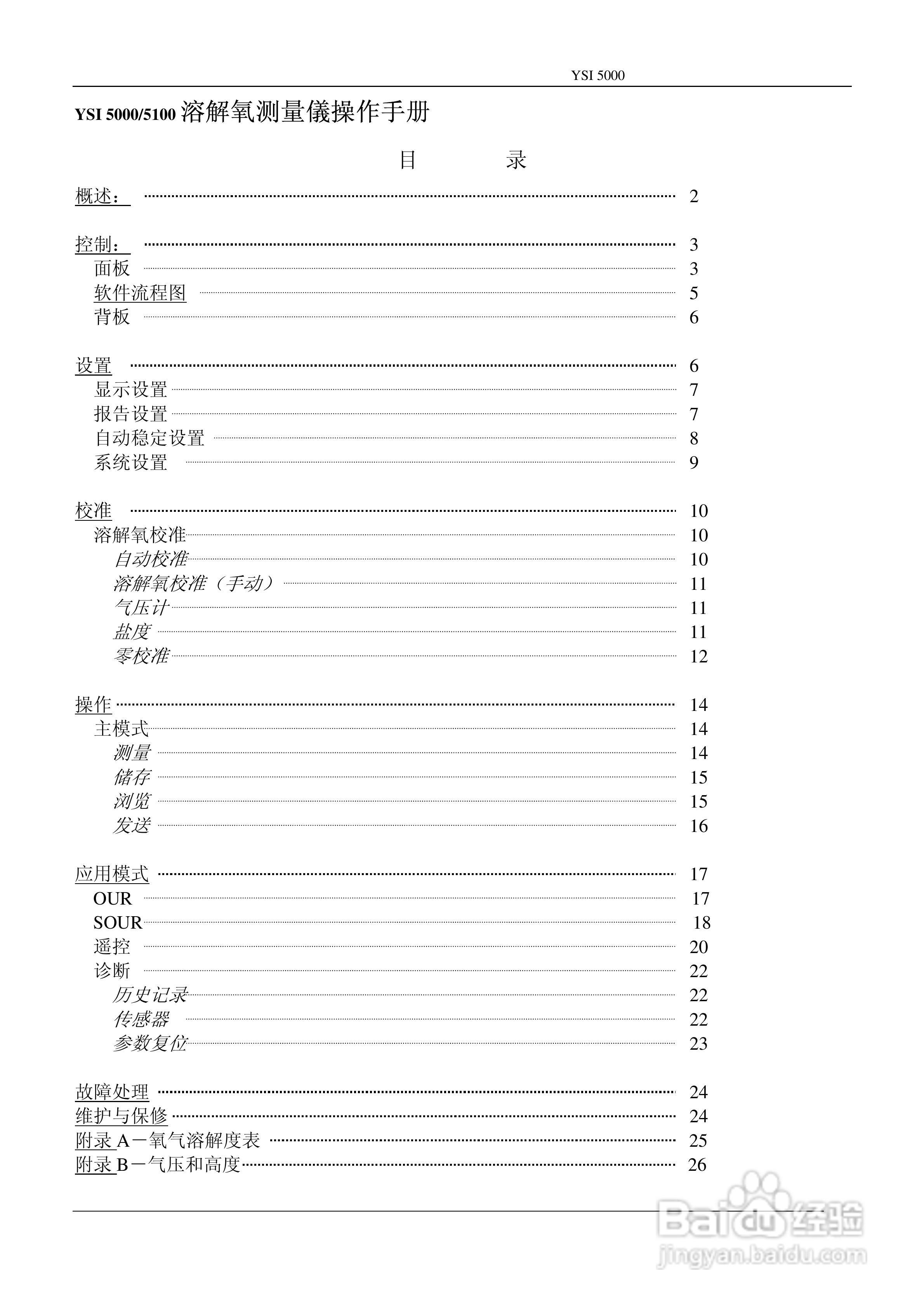 YSI5000/5100溶解氧测量仪操作手册:[1]