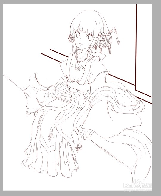 SAI绘画古装全过程 超详细