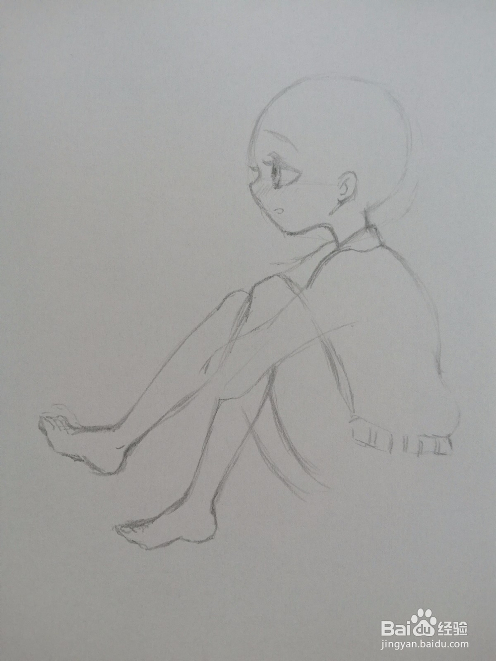 坐着的漫画人物线稿手绘自学教程