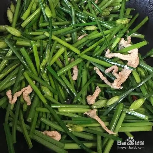 韭菜苔炒肉丝
