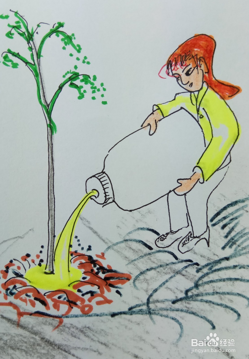 怎样画儿童简笔画植树节植树？