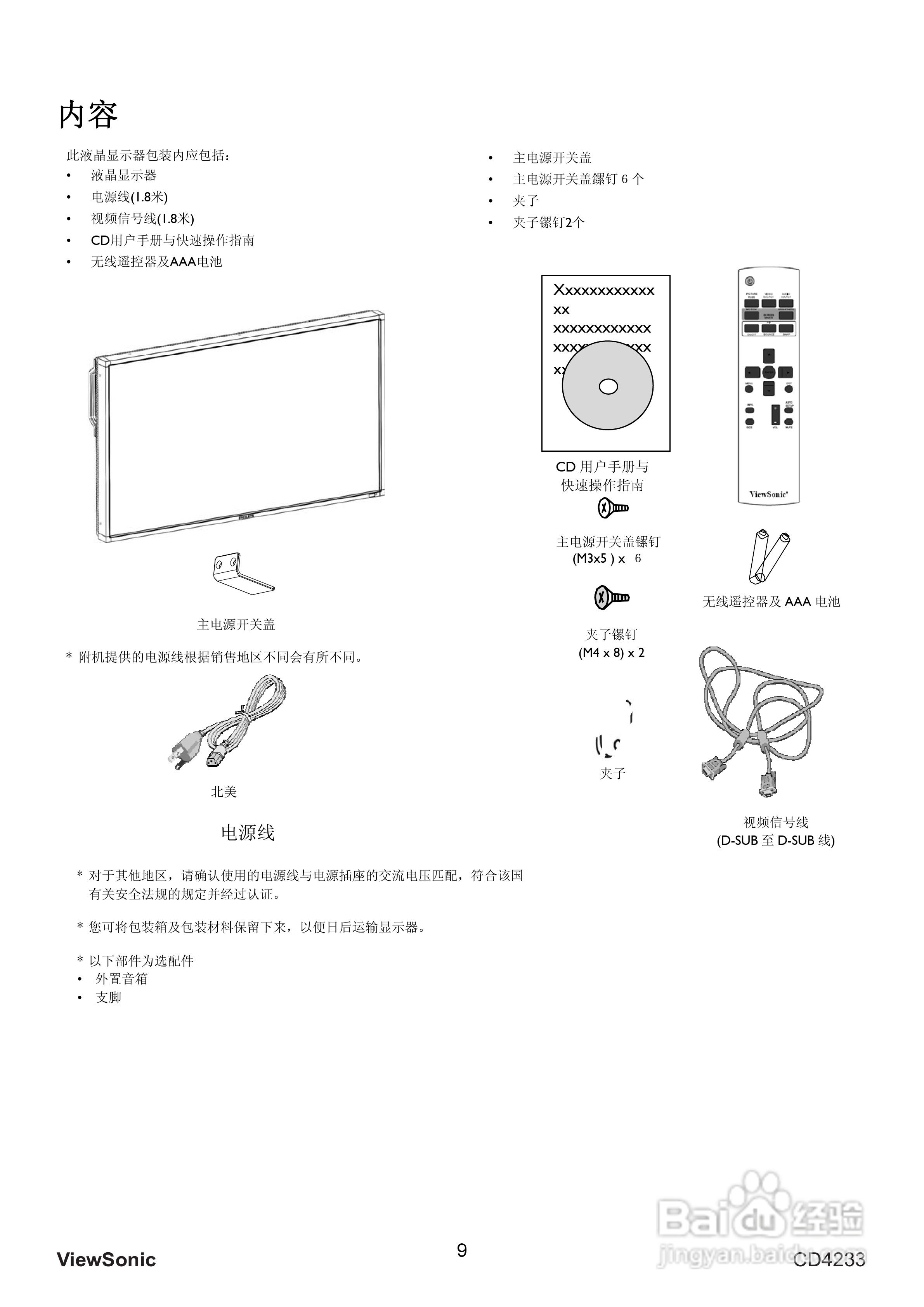 ViewSonic优派CD4233显示器说明书:[2]