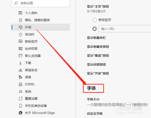 如何将edge浏览器字体设为很大?