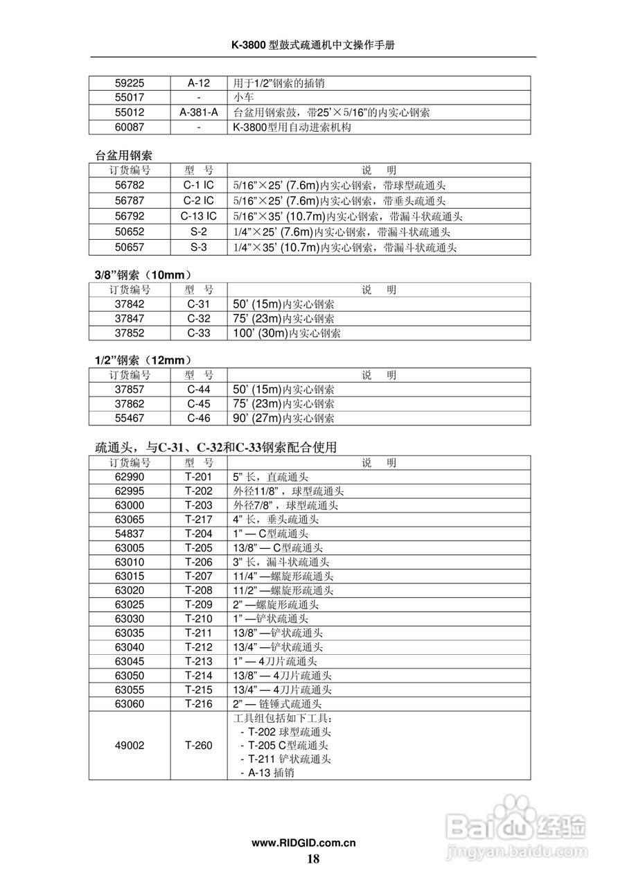 RIDGID K-3800鼓式疏通机中文操作手册:[2]