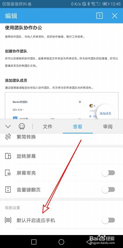 WPS2019怎么样设置页面默认开启自适应手机屏幕