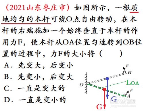 教你正确判断2021山东枣庄市判断力臂变化选择题