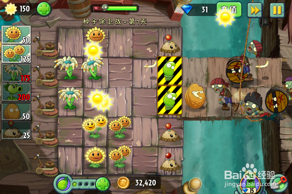 植物大战僵尸2:种子保卫战第1天(海盗港湾)