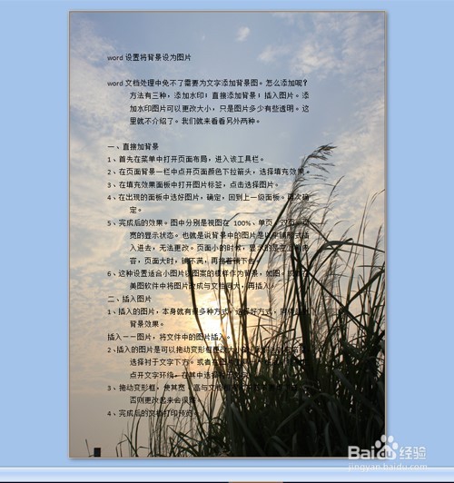 word将背景设为图片