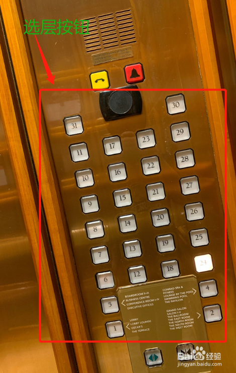 但电梯门将要关了,这时可以按一下这个开门按键,可重新打开