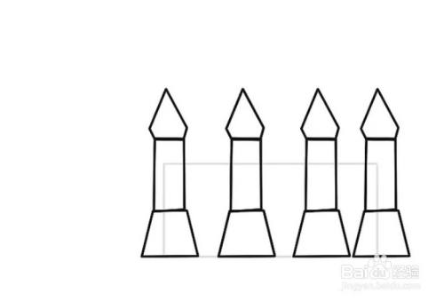 哨塔由一个梯形,一个矩形和一个半菱形构成.