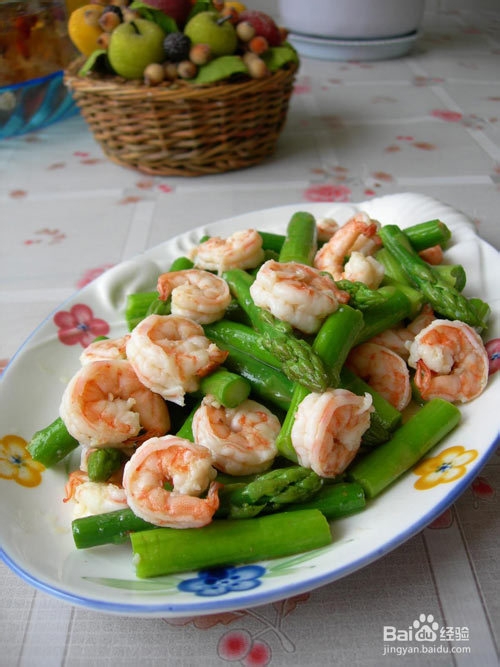 芦笋拌虾仁的制作方法