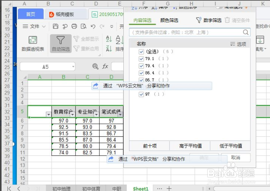 WPS表格如何进行数据筛选