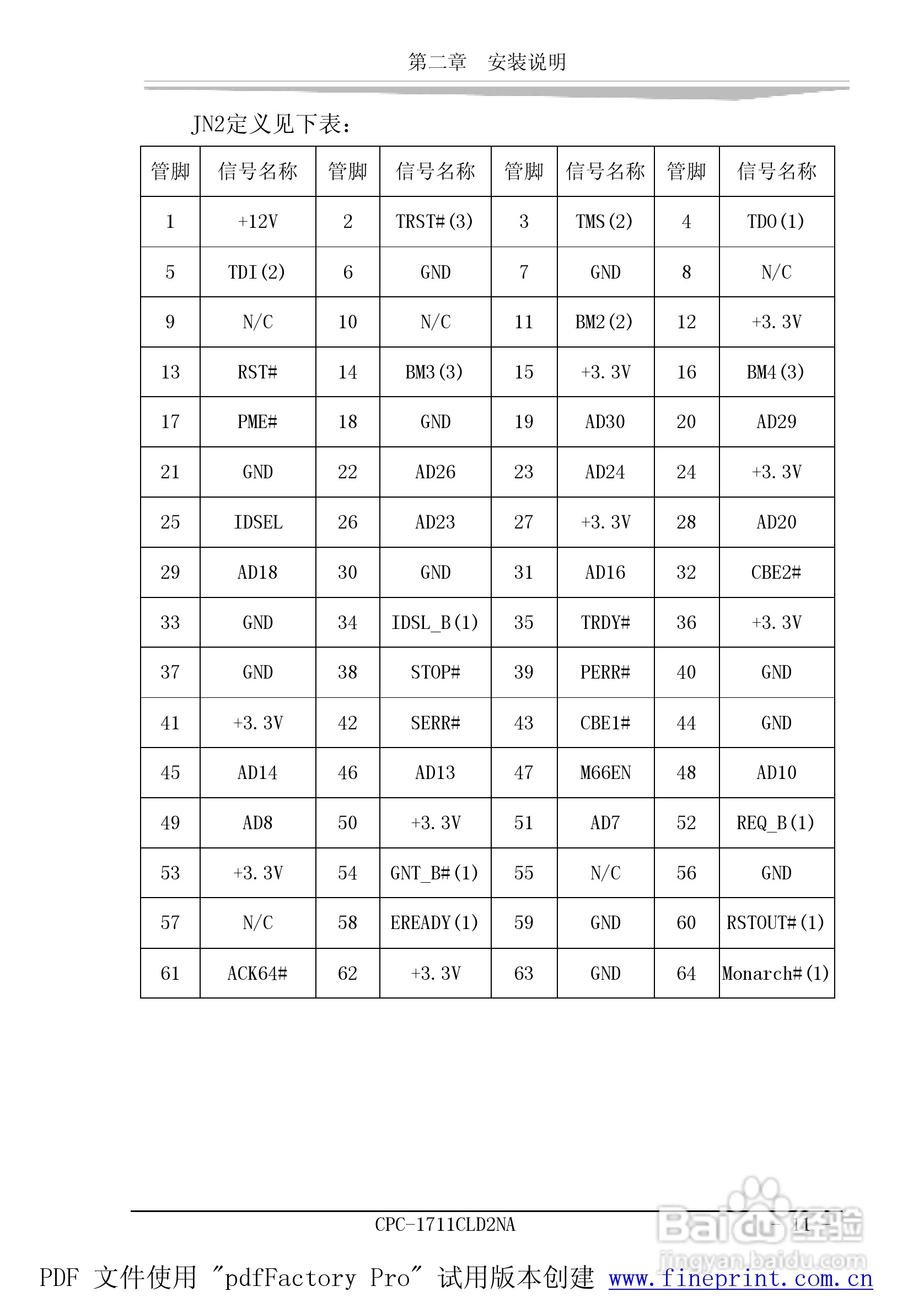 研祥CPC-1711CLD2NA工业级CPU板卡说明书:[2]