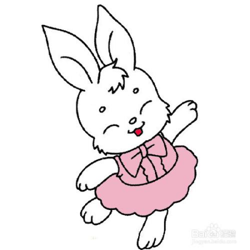 可爱的跳舞小兔子的画法