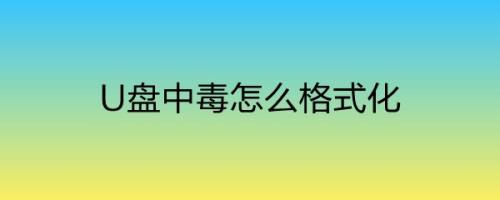 U盘中毒怎么格式化
