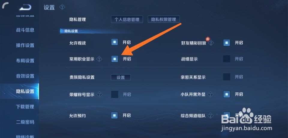 王者常用英雄怎么设置不让别人观看