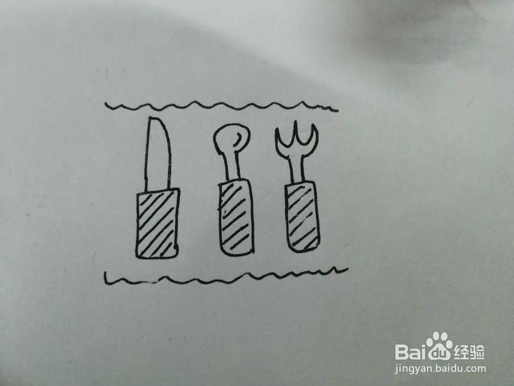 简笔画家用餐具