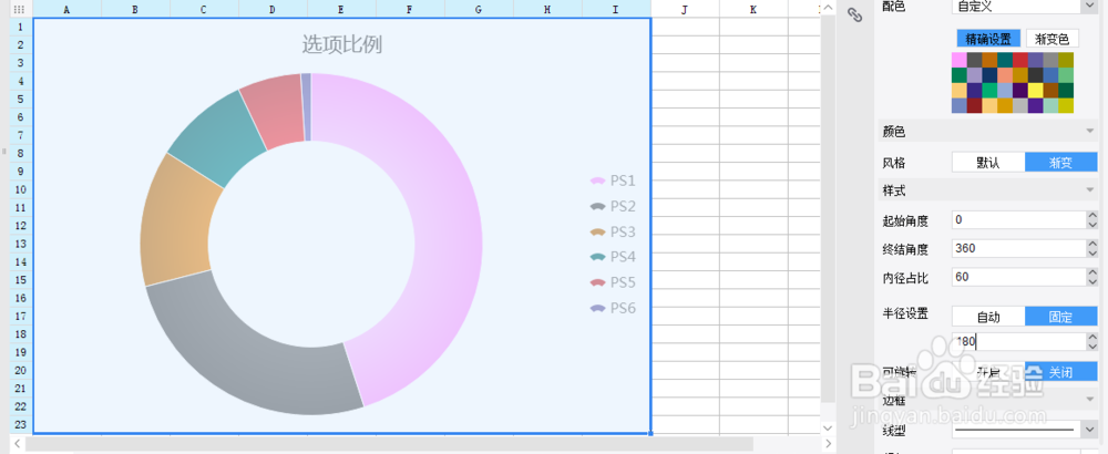 如何使用报表工具将饼图转换成一定内径的圆环图