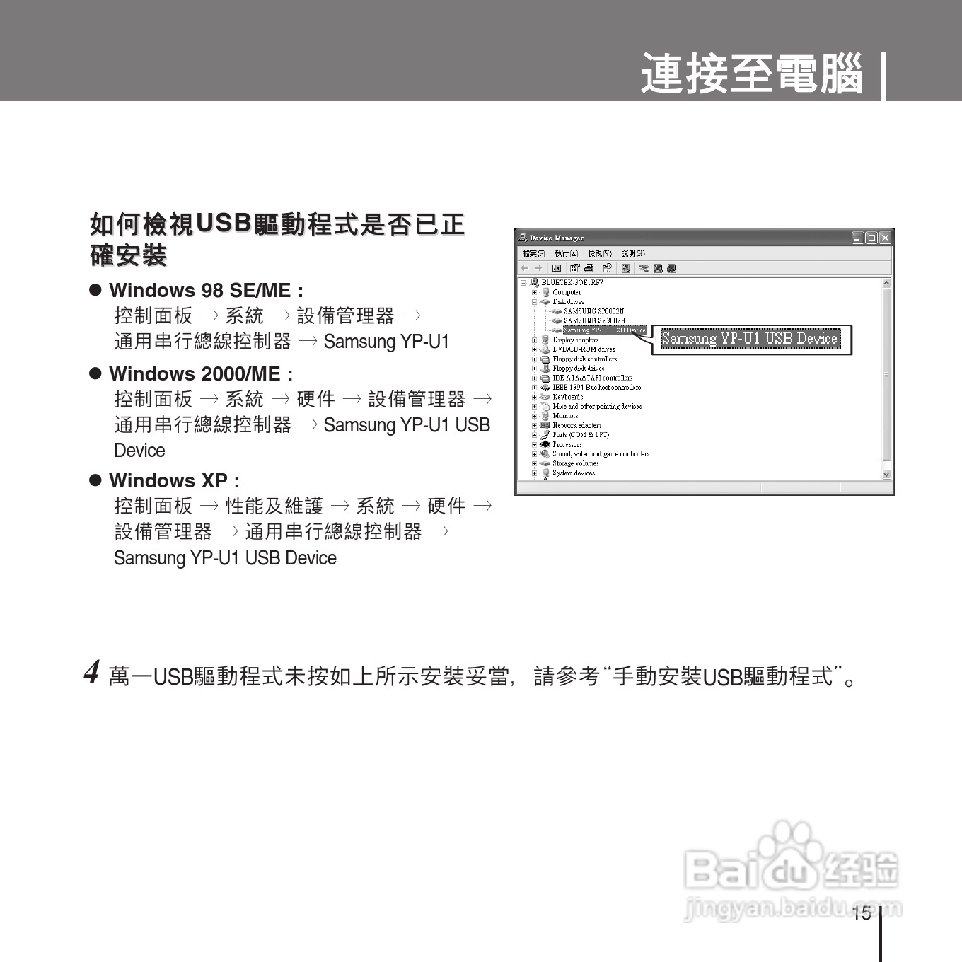SAMSUNG YP-U1 MP3播放器说明书.:[2]