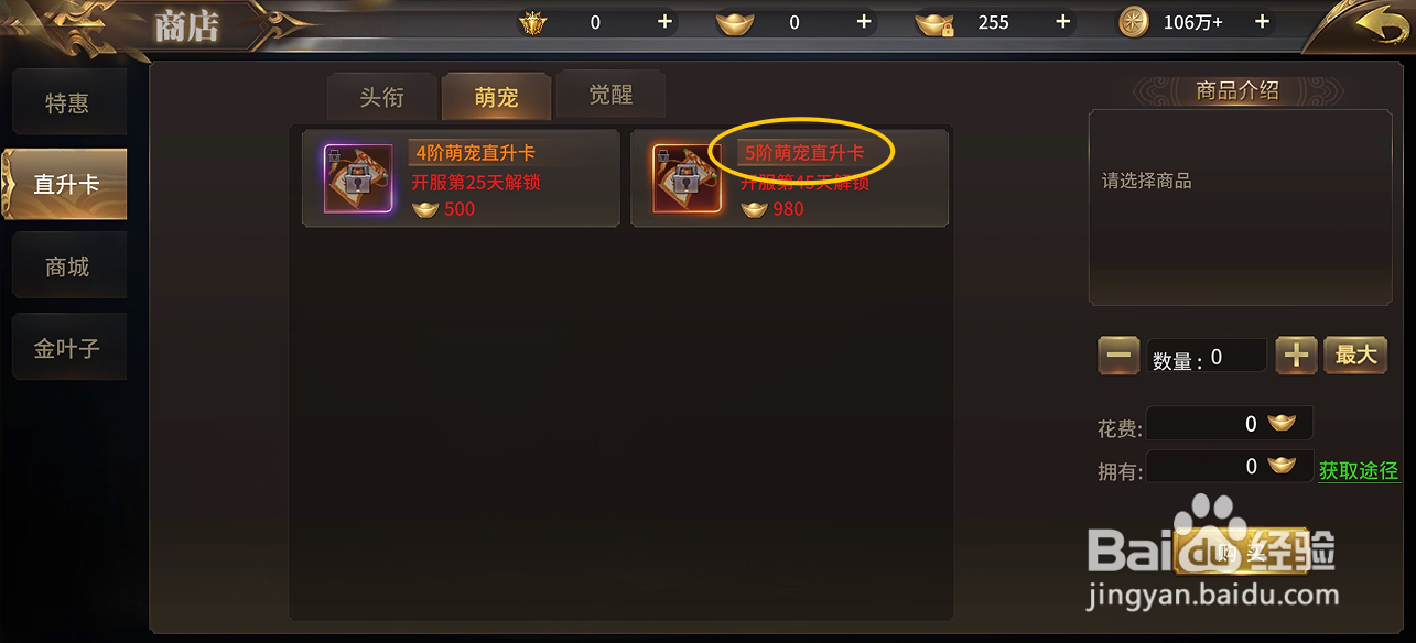 在绝世武林中哪里可以买到5级萌宠直升卡