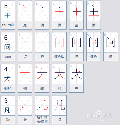 主的笔顺规则图片