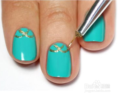 自己diy格纹美甲