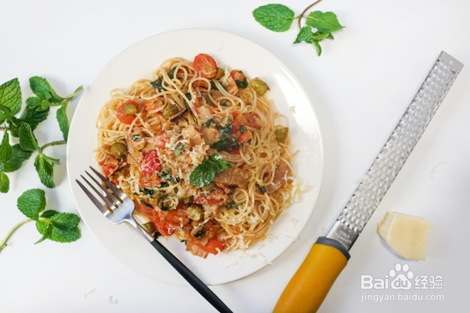 培根酸豆薄荷天使面的做法