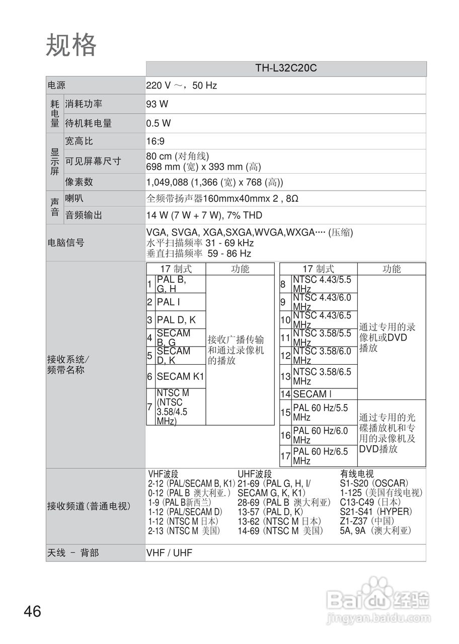 松下TH-L32C20C液晶彩电使用说明书:[5]
