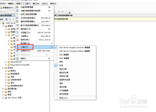 如何在sql server 中自定义工具栏项目