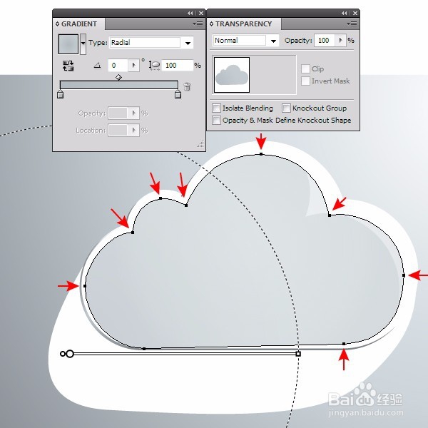 用Ai画玻璃质感云图标