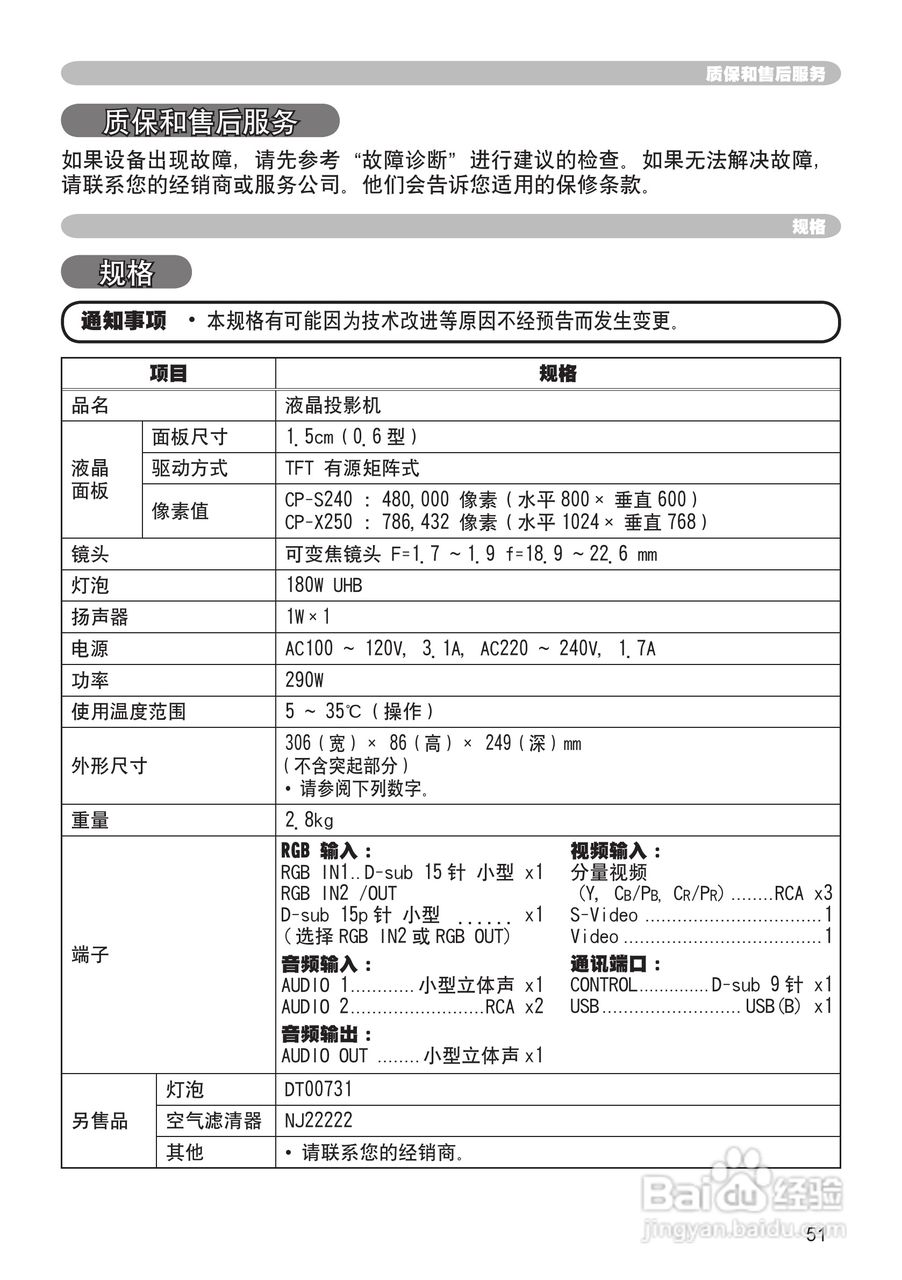 日立CP-X250投影机使用说明书:[6]