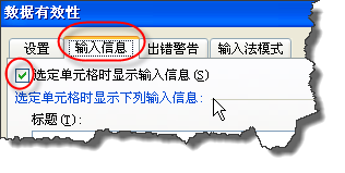 EXCEL中如何使用户在选定单元格时出现提示信息?