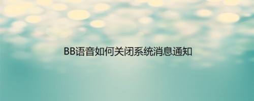 BB语音如何关闭系统消息通知