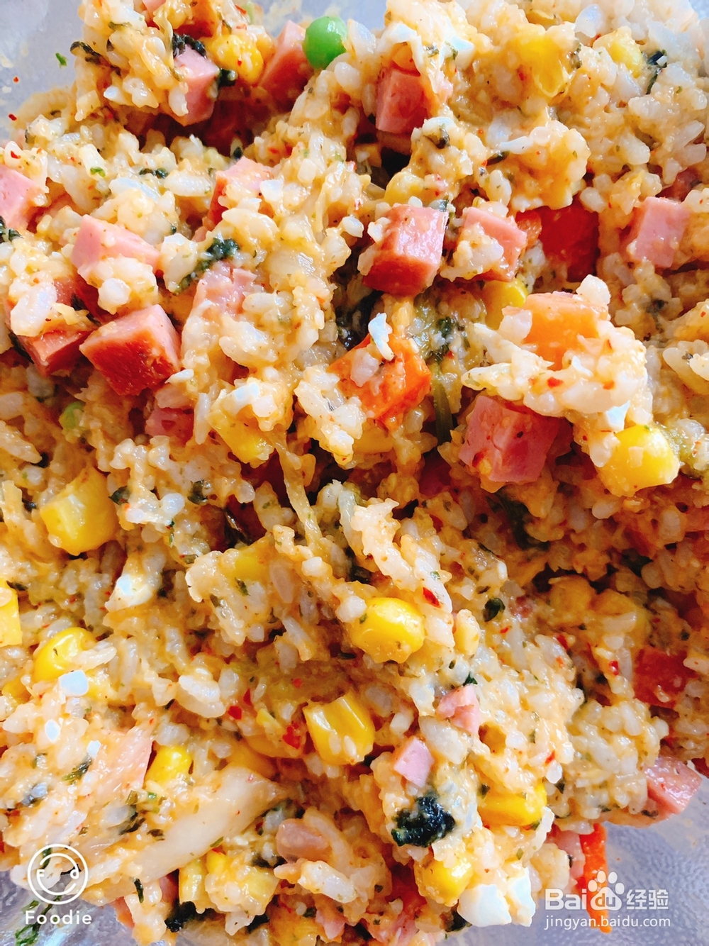 厨房小白做韩式辣白菜火腿饭团