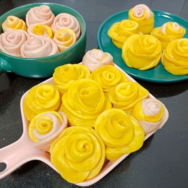 七彩玫瑰花馒头