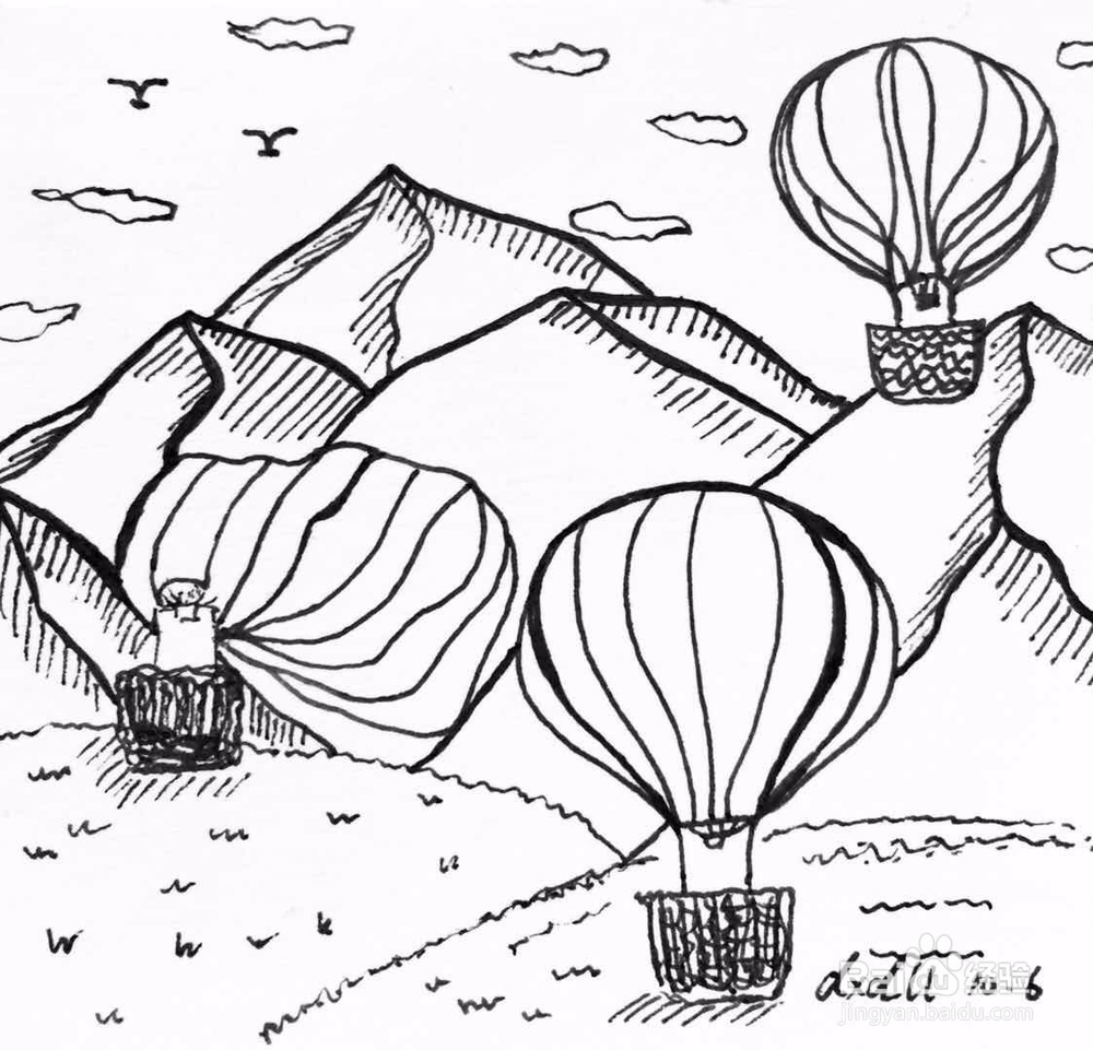 茉莉水彩手绘之热气球
