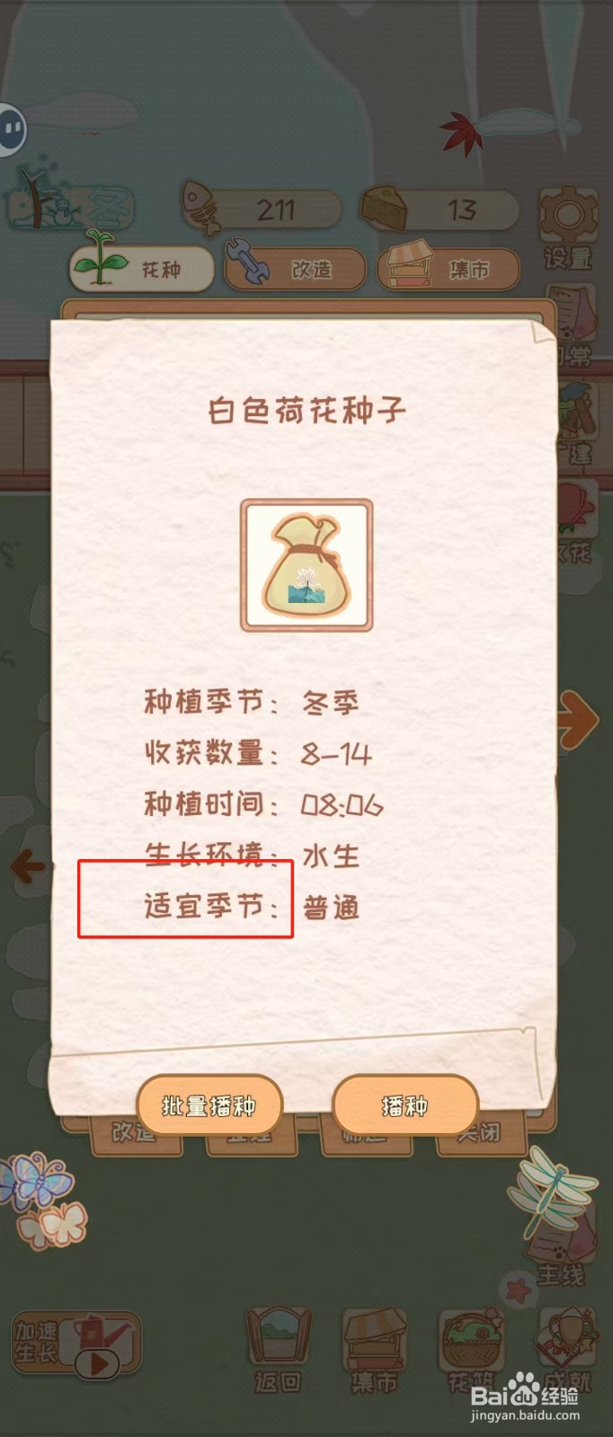 花店物语如何查看白色荷花种子的适宜季节