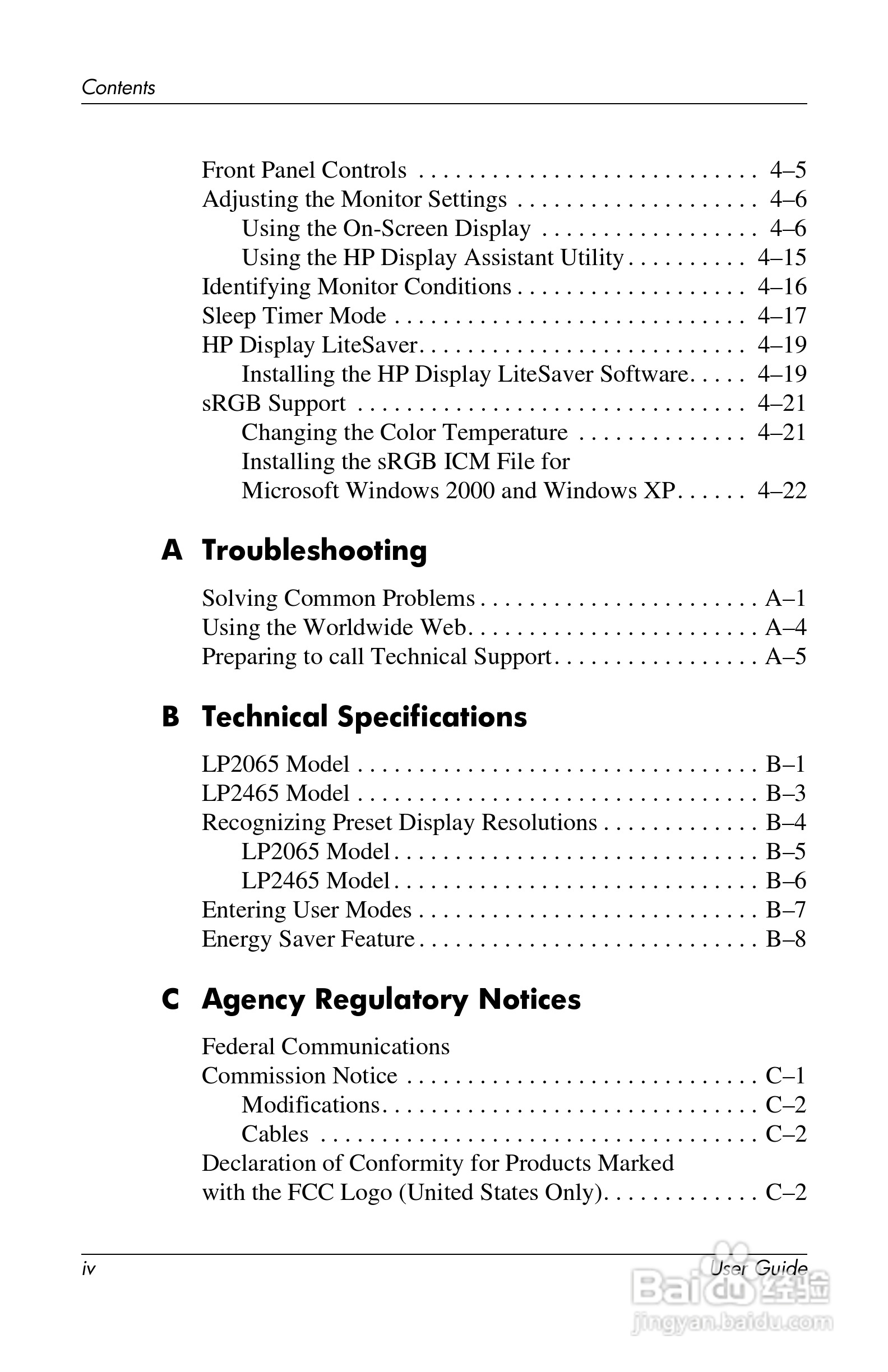 HP LP2065 20/LP2465 24/LCD显示器用户手册:[1]