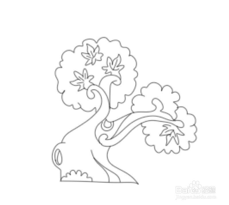 简笔画--卡通枫树的画法